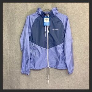 COLUMBIA May Valley Windbreaker Water Resistant Hooded Jacket SMALL Blue Purple